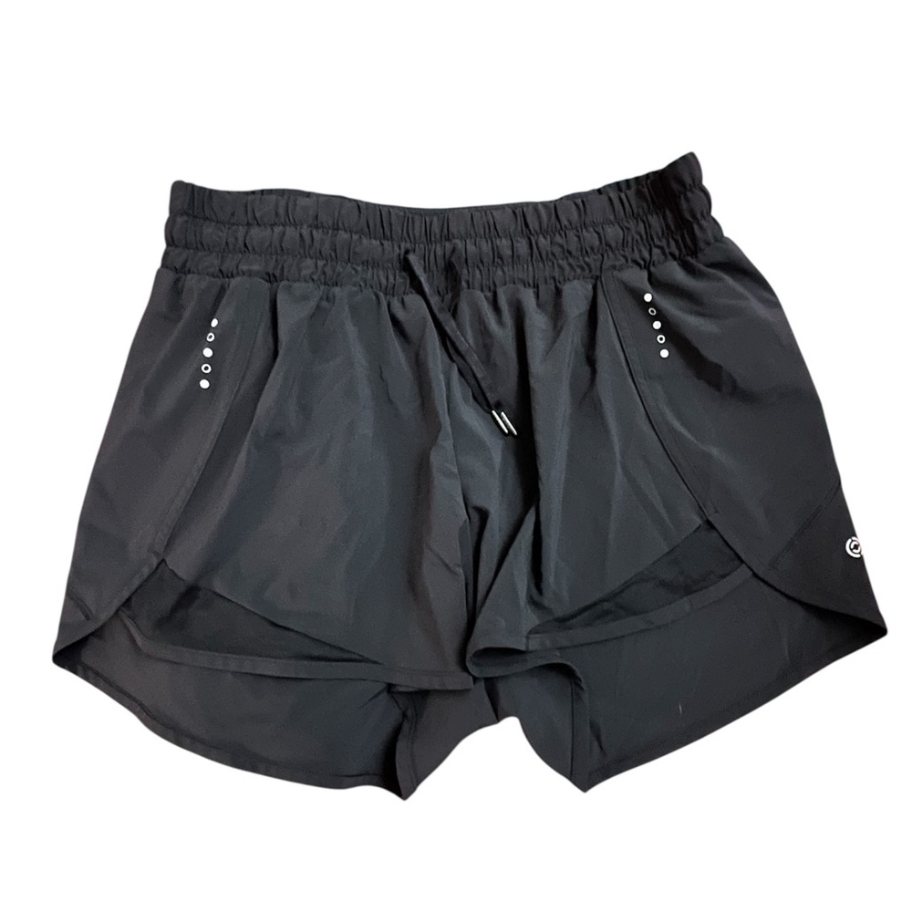 Black Athletic Shorts with Lightweight Material and Split Hem